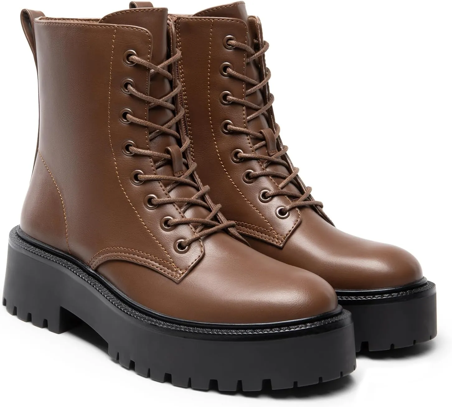 DREAM PAIRS Women's Lace up Combat Ankle Boots Fashion Lug Sole Platform Booties Shoes
