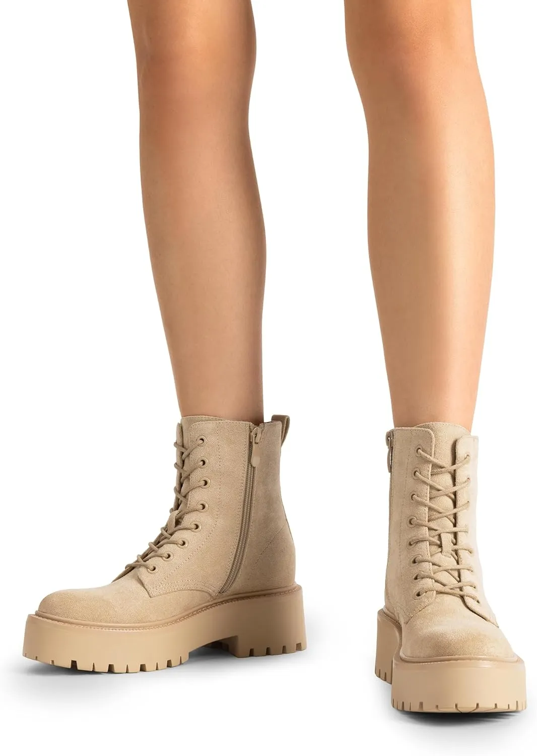 DREAM PAIRS Women's Lace up Combat Ankle Boots Fashion Lug Sole Platform Booties Shoes