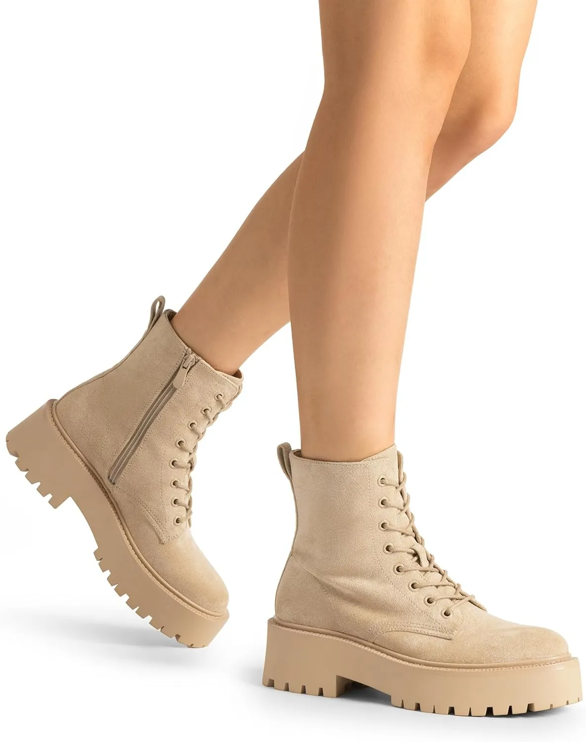 DREAM PAIRS Women's Lace up Combat Ankle Boots Fashion Lug Sole Platform Booties Shoes