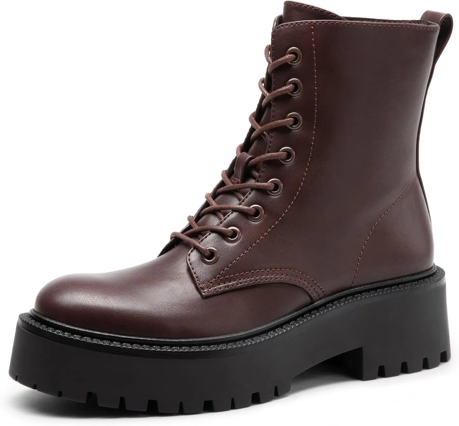 DREAM PAIRS Women's Lace up Combat Ankle Boots Fashion Lug Sole Platform Booties Shoes