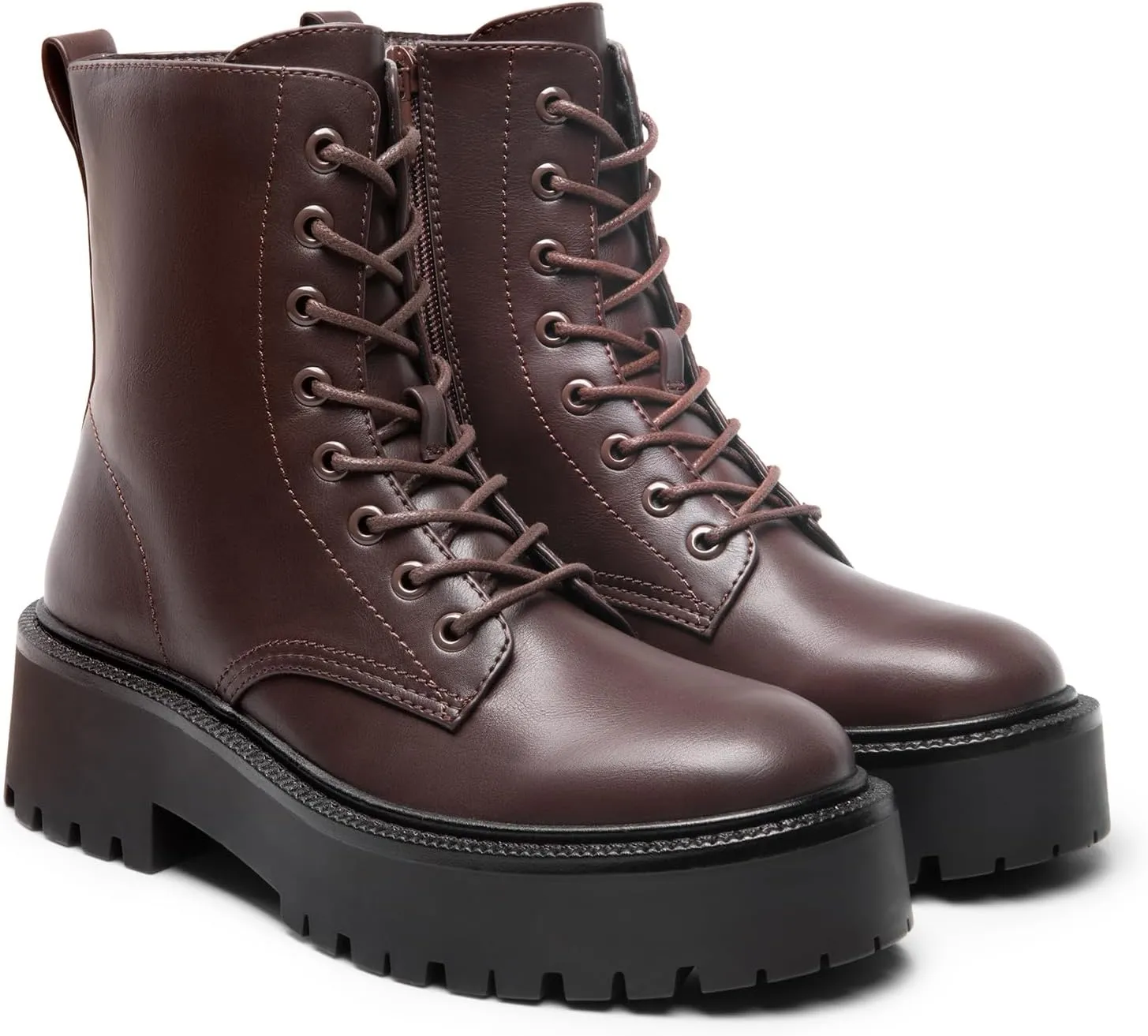 DREAM PAIRS Women's Lace up Combat Ankle Boots Fashion Lug Sole Platform Booties Shoes