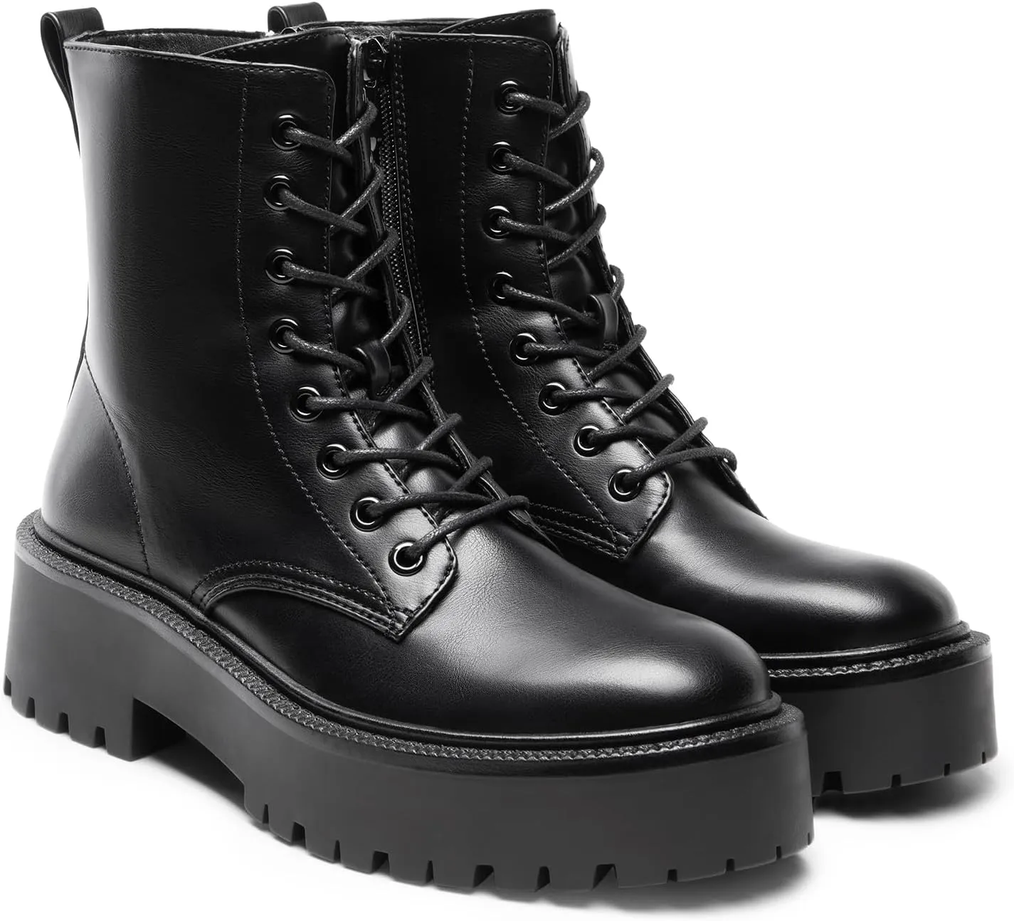 DREAM PAIRS Women's Lace up Combat Ankle Boots Fashion Lug Sole Platform Booties Shoes