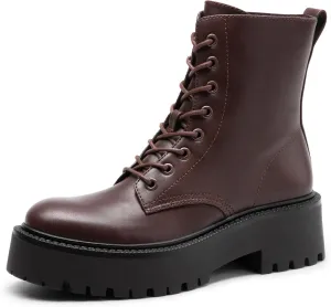 DREAM PAIRS Women's Lace up Combat Ankle Boots Fashion Lug Sole Platform Booties Shoes