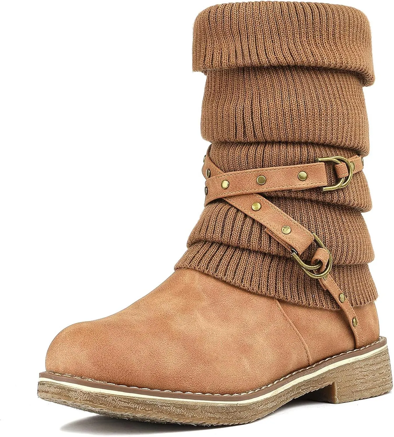 DREAM PAIRS Women's Mid Calf Fashion Winter Snow Boots