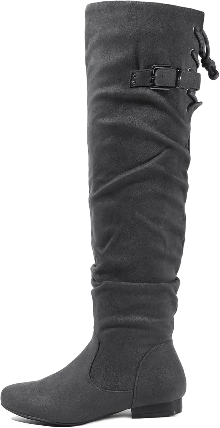 DREAM PAIRS Women's Suede Over The Knee Thigh High Winter Boots