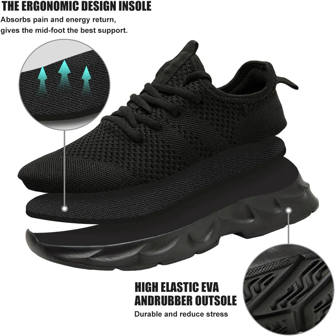 EGMPDA Men's Tennis Shoes Walking Lightweight Breathable Fashion Sneakers Non Slip Workout Gym Shoes for Running
