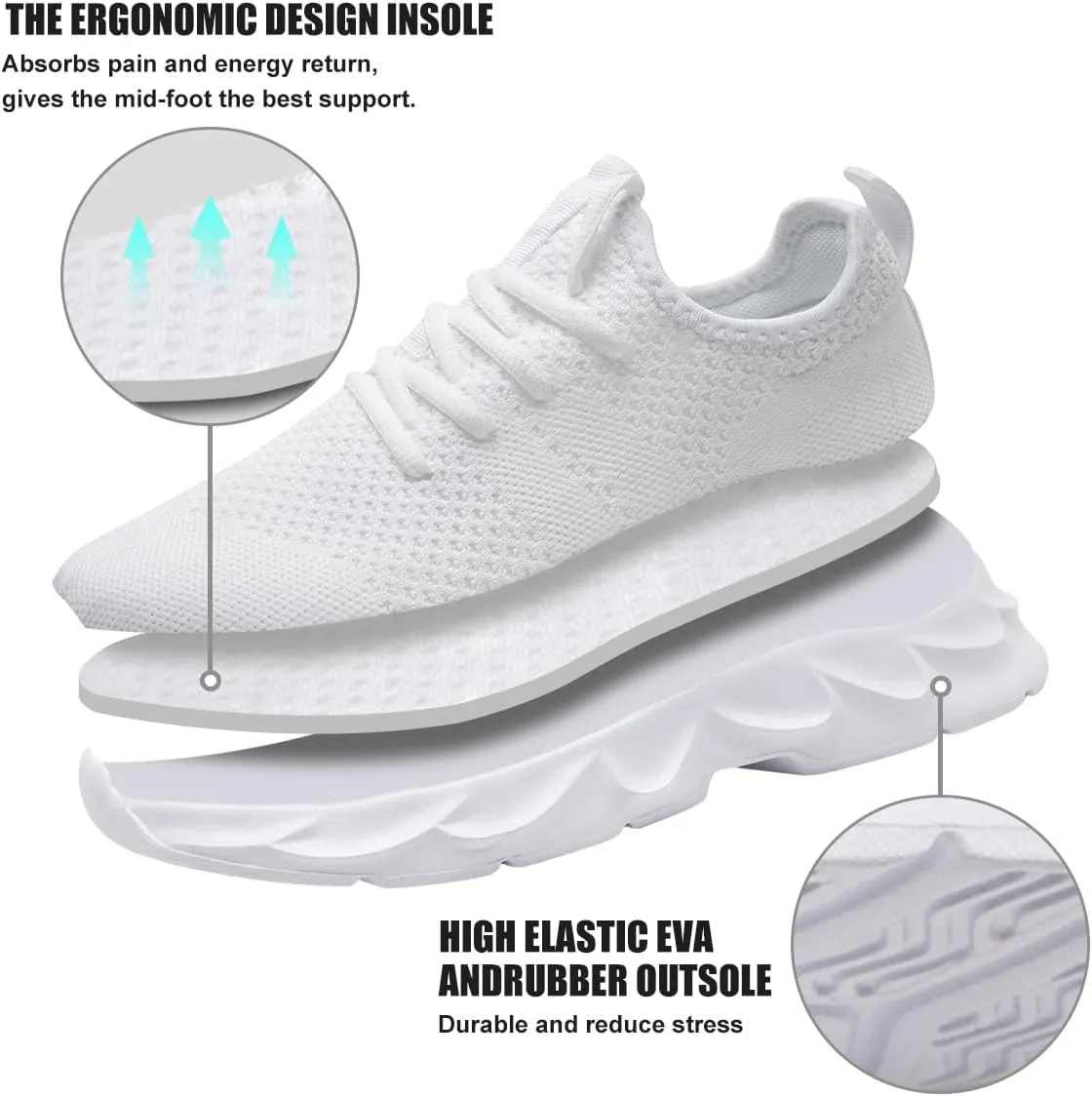 EGMPDA Men's Tennis Shoes Walking Lightweight Breathable Fashion Sneakers Non Slip Workout Gym Shoes for Running