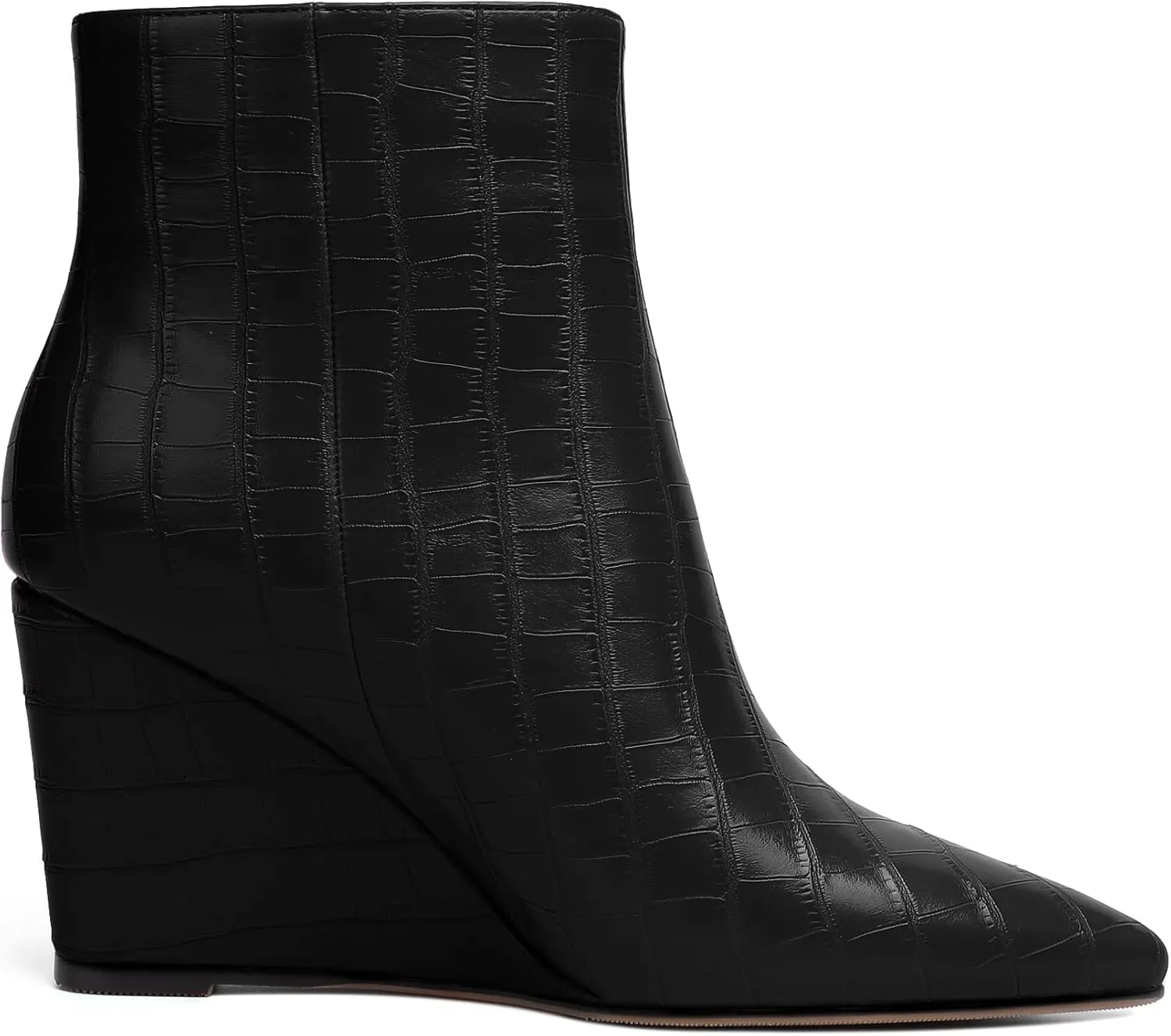 Eldof Wedge Heel Ankle Boots for Women with Zip Closure Pointed Toe Wedge Booties Party Dress Fashion Short Booties 3.5 Inch