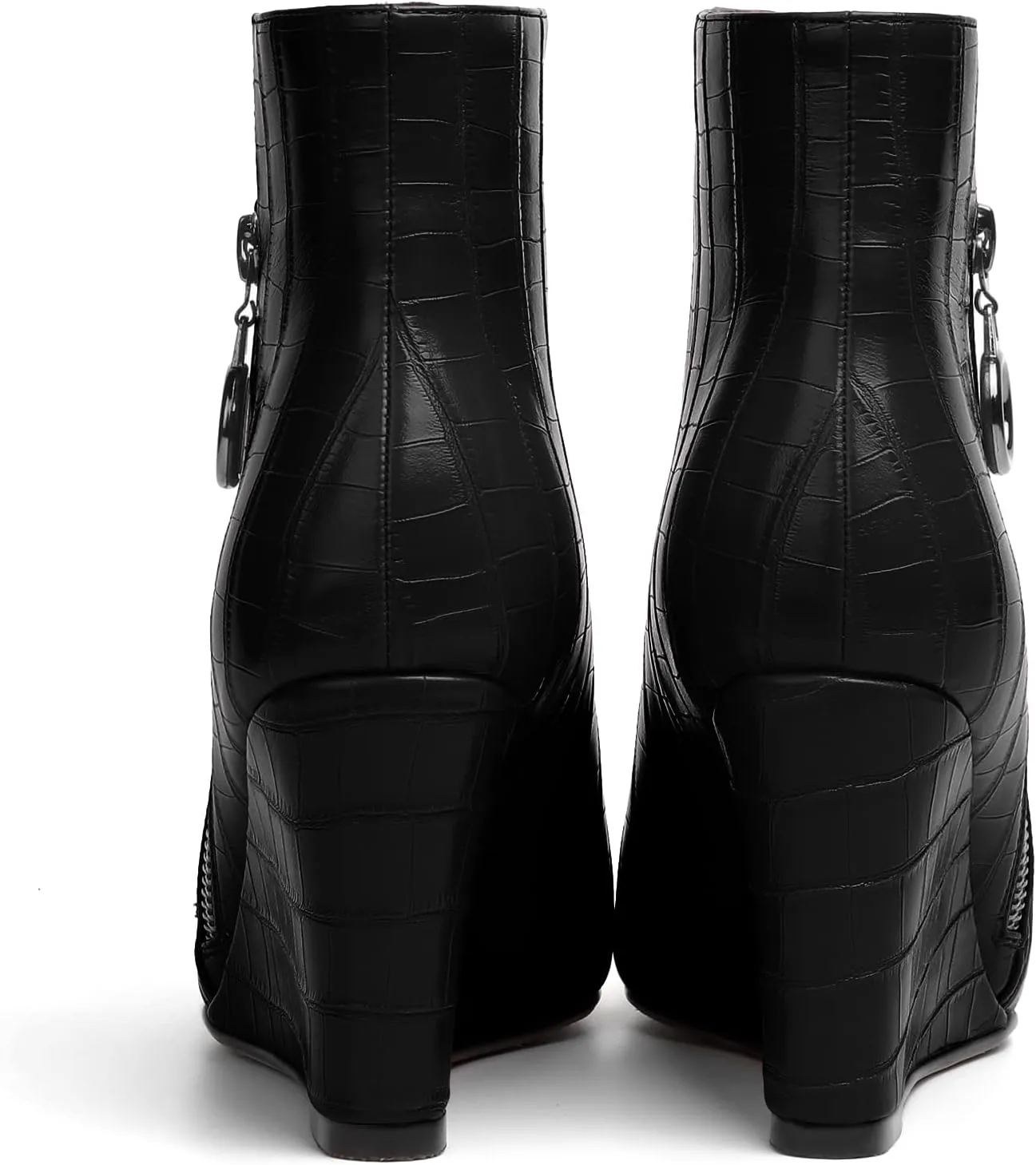Eldof Wedge Heel Ankle Boots for Women with Zip Closure Pointed Toe Wedge Booties Party Dress Fashion Short Booties 3.5 Inch