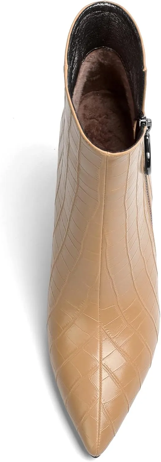Eldof Wedge Heel Ankle Boots for Women with Zip Closure Pointed Toe Wedge Booties Party Dress Fashion Short Booties 3.5 Inch