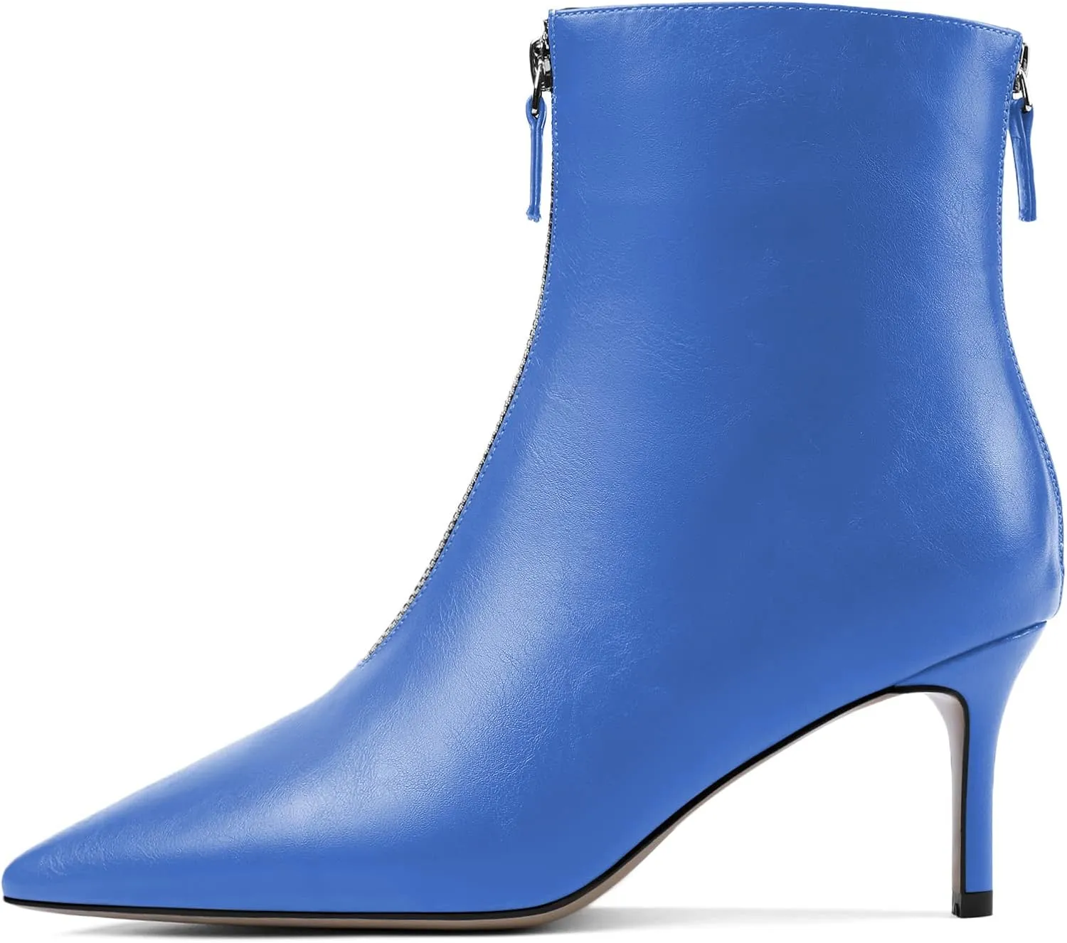 Eldof Women’s Kitten Heel Ankle Boots Pointed Toe Low Heel Booties with Zip Closure 2.55 Inch Party Dress Fashion Short Booties