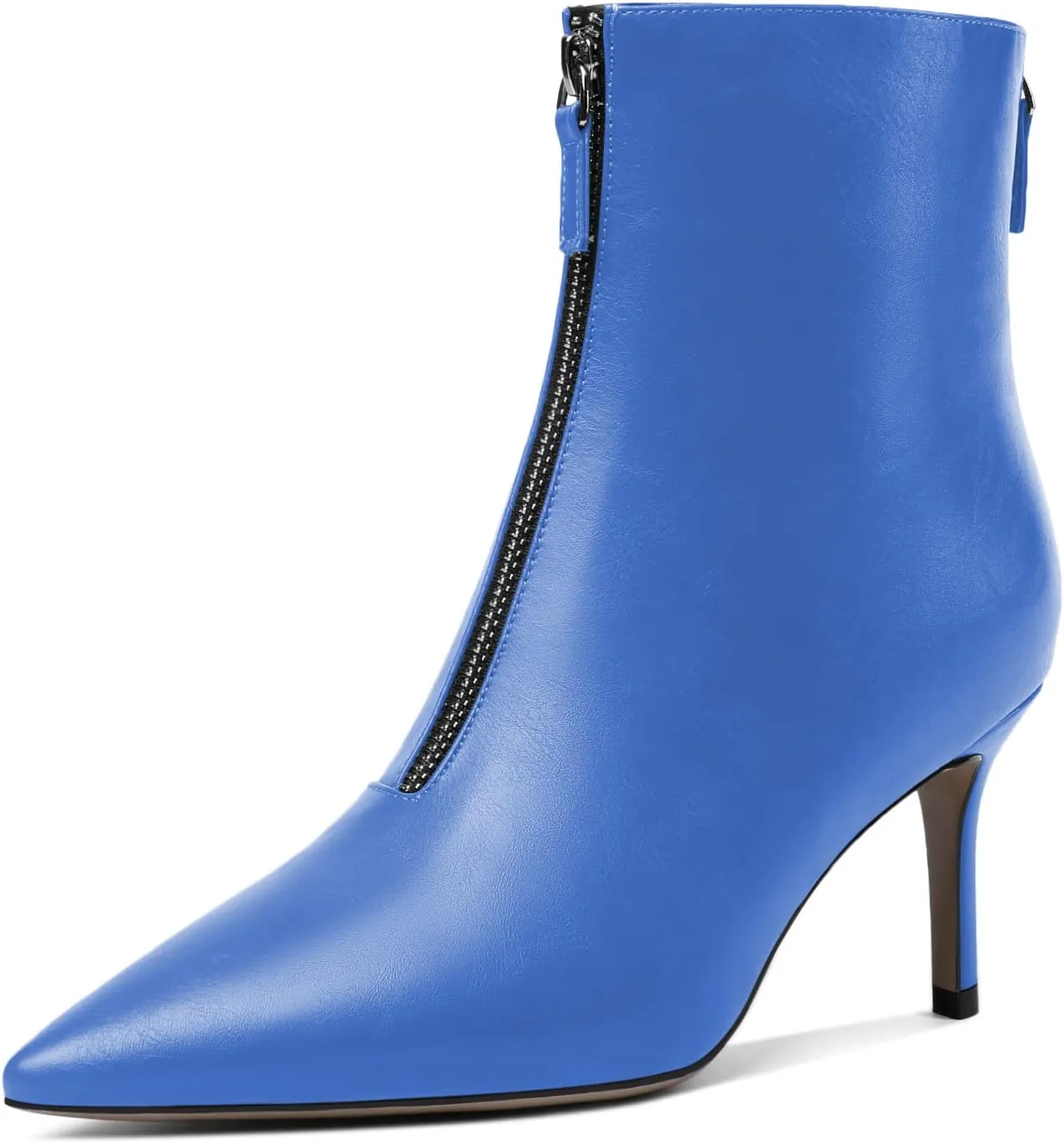 Eldof Women’s Kitten Heel Ankle Boots Pointed Toe Low Heel Booties with Zip Closure 2.55 Inch Party Dress Fashion Short Booties