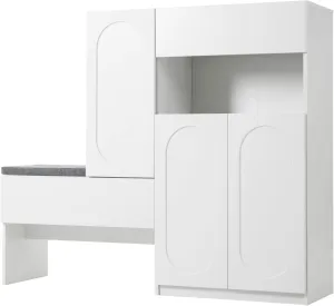 Elegant 2-in-1 Shoe Cabinet & Storage Bench, Comfortable Seating, Adjustable Shelves, Modern Design, White