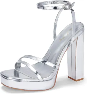 Elisabet Tang Women's Platform Heeled Sandals,5 inch Chunky Heels Platform Ankle Strap Block High Heels Sandals Sexy Open Toe Strappy Sandals Shoes