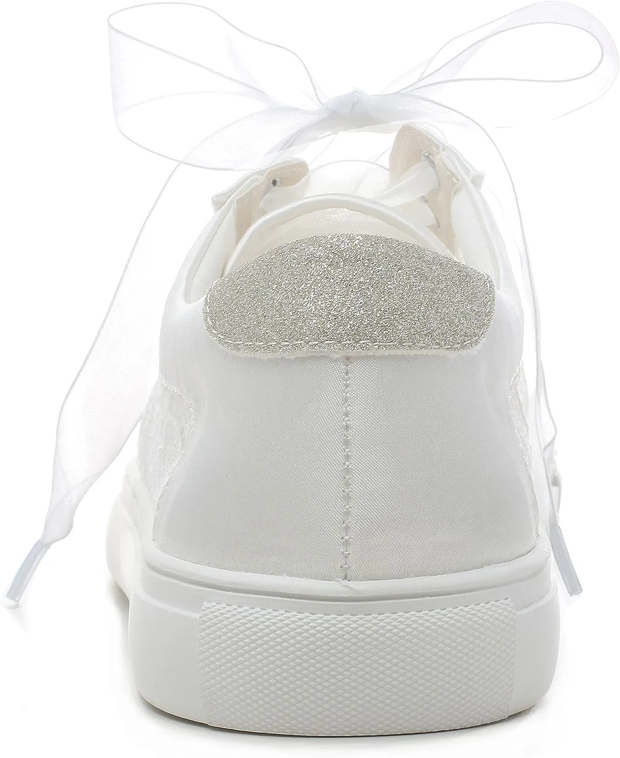 Elivandon 16053 Wedding Shoes Bridal Sneakers Flats Bride Tennis Shoes Flowers Lace Sneakers