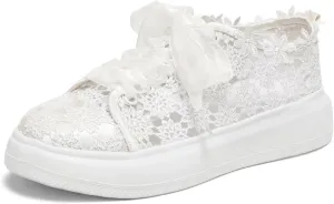 Emily Bridal 115-11 Women's Wedding Sneakers Flats Tennis Shoes Flower Lace Sneakers