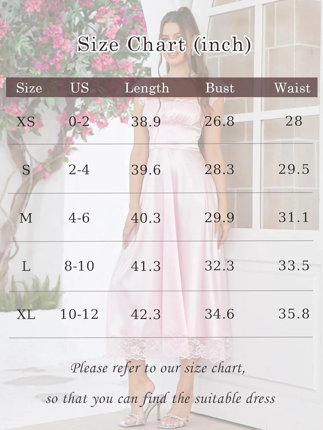 EYNMIN Lace Strap Chiffon Dresses for Women Casaul Flowy A Line Midi Tea Party Dress