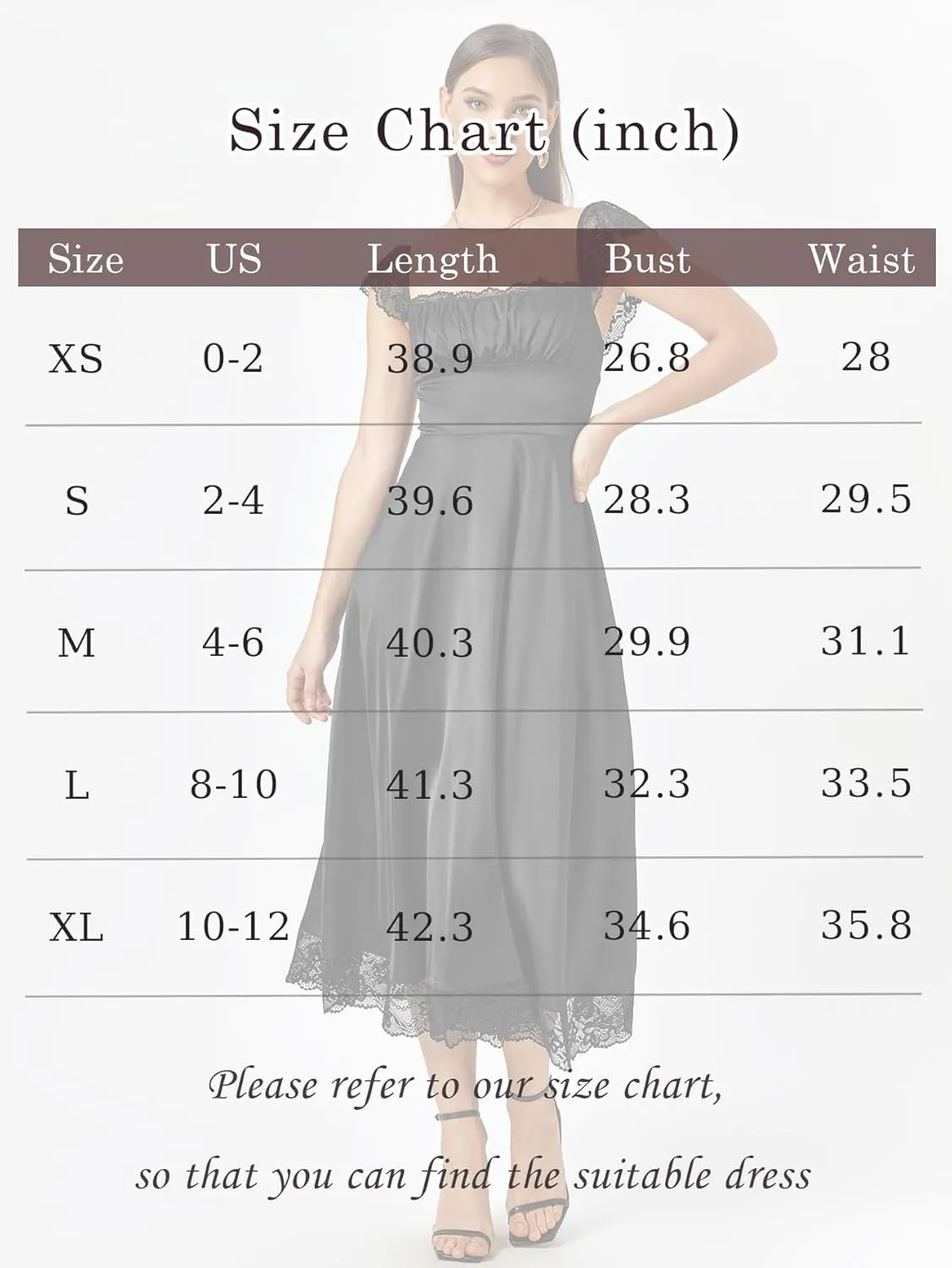 EYNMIN Lace Strap Chiffon Dresses for Women Casaul Flowy A Line Midi Tea Party Dress