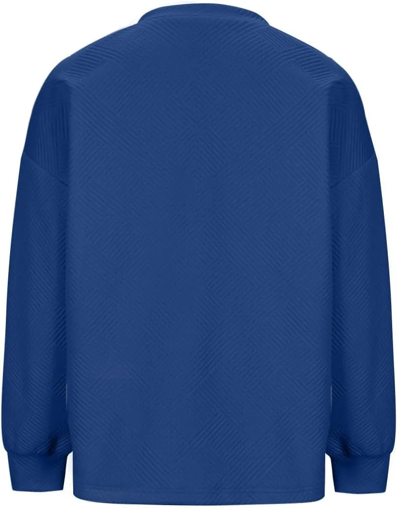 Fall Fashion Sweatshirts For Women 2024 Long Sleeve Crew Neck Sweatshirt Casual Loose Textured Pullover Tops