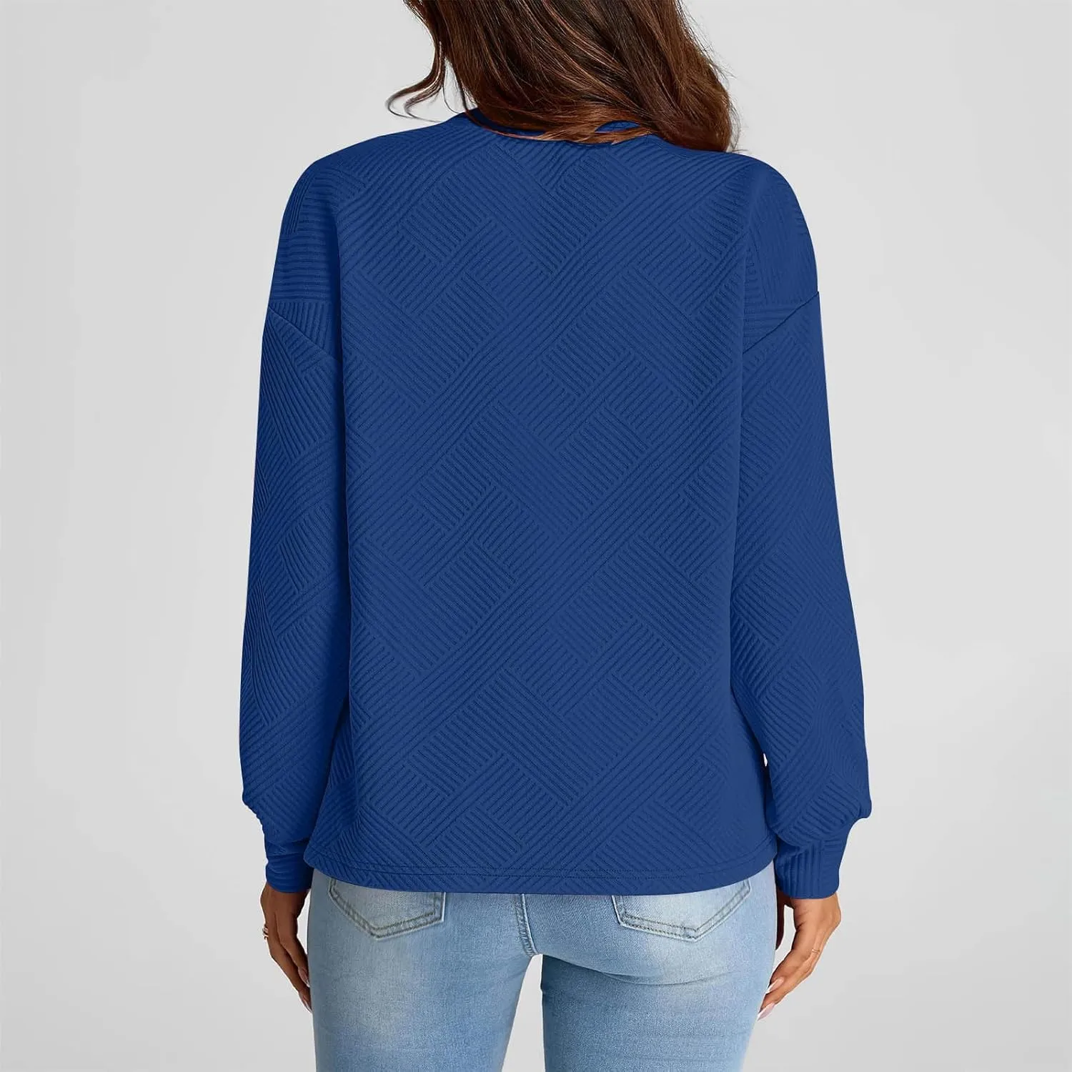 Fall Fashion Sweatshirts For Women 2024 Long Sleeve Crew Neck Sweatshirt Casual Loose Textured Pullover Tops