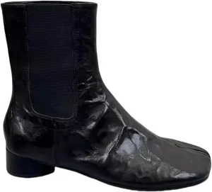 Fashion Retro Closed Split Toe Tabi Shoes Slip on Chelsea Boots for Women Ankle Booties with Elastic Band Genuine Leather Chunky Block Low Heels Cowgirl Casual Street Cool Style