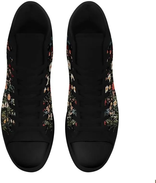 Fashion Women High-Top Canvas Shoes Men's Print Mushroom Floral Plant Lace-up Flat Stylish Gift Sneaker Couple Shoes