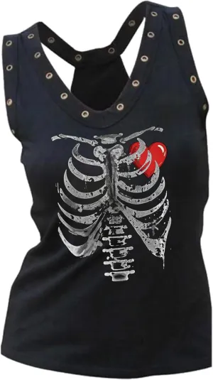 Fensajomon Skull Shirt for Women Tank Top Sleeveless Workout Summer Printed Loose Running T-Shirt Vest