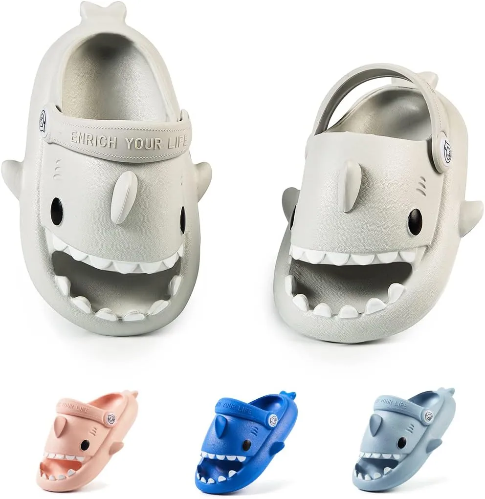 Fiedaz Toddler Cloud Shark Slides for Kids Boys Girls Pillow Slippers Cute Cartoon Slip-on Sandals Non-slip Beach Pool Home Slides