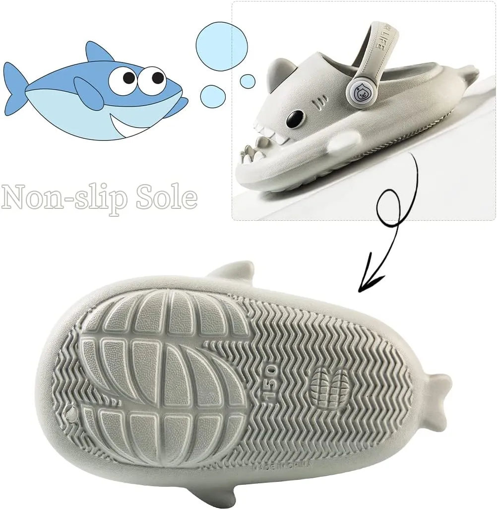 Fiedaz Toddler Cloud Shark Slides for Kids Boys Girls Pillow Slippers Cute Cartoon Slip-on Sandals Non-slip Beach Pool Home Slides