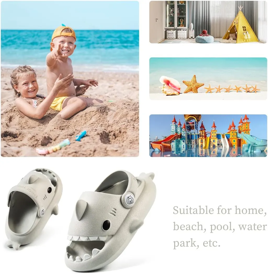 Fiedaz Toddler Cloud Shark Slides for Kids Boys Girls Pillow Slippers Cute Cartoon Slip-on Sandals Non-slip Beach Pool Home Slides