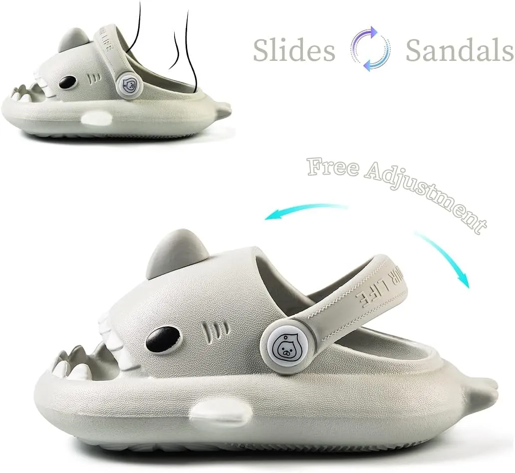 Fiedaz Toddler Cloud Shark Slides for Kids Boys Girls Pillow Slippers Cute Cartoon Slip-on Sandals Non-slip Beach Pool Home Slides
