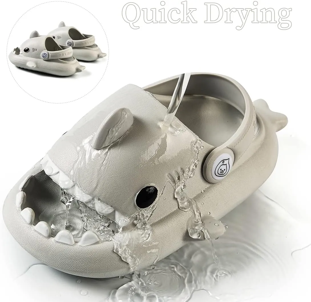 Fiedaz Toddler Cloud Shark Slides for Kids Boys Girls Pillow Slippers Cute Cartoon Slip-on Sandals Non-slip Beach Pool Home Slides