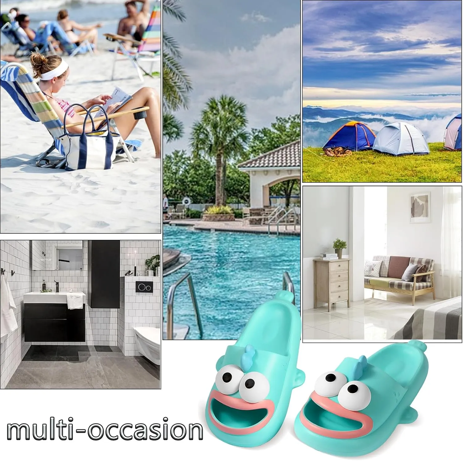 Fish Slippers Tongue Kiss Cloud Slides for Women Men, Summer Funny Flip Flops, Open Toe Animal Slide Sandals Shoes for Indoor Outdoor