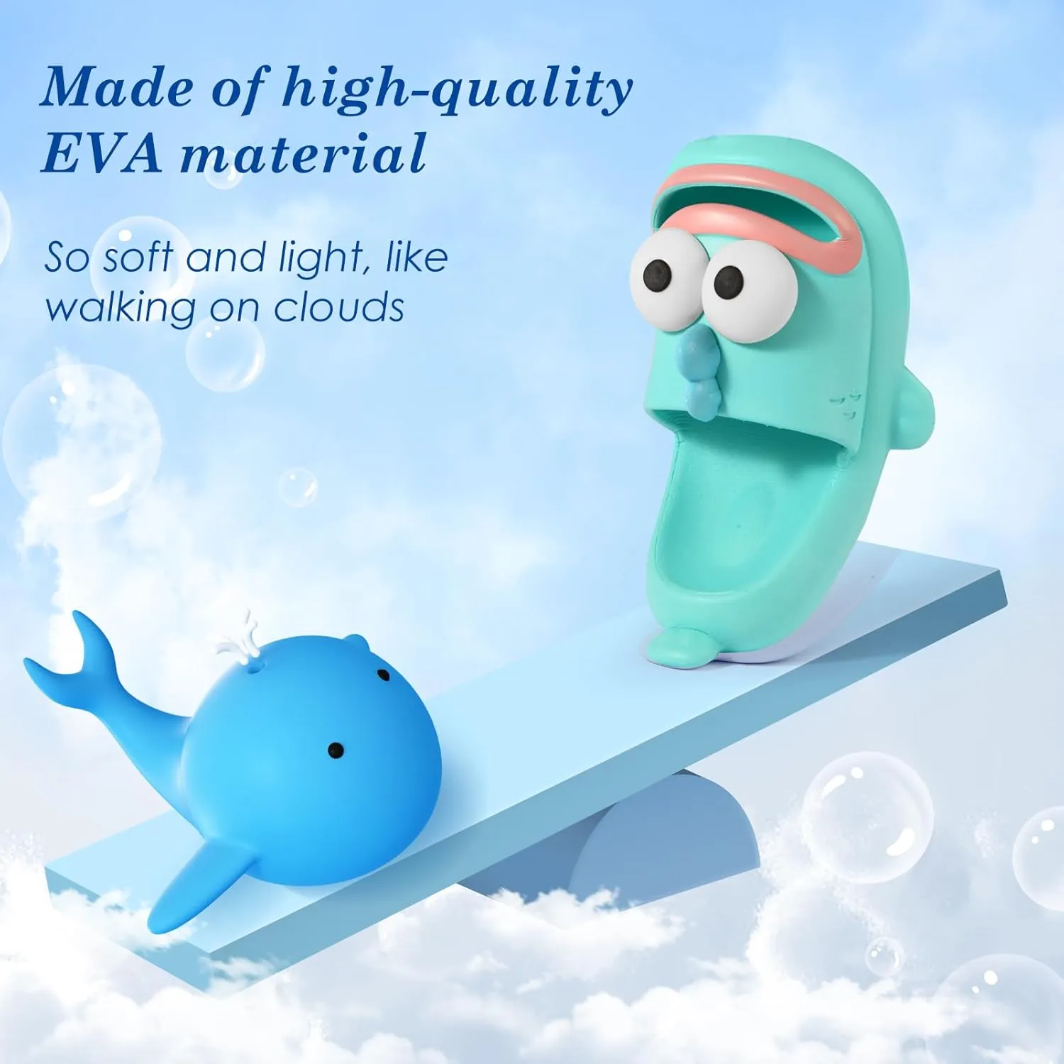 Fish Slippers Tongue Kiss Cloud Slides for Women Men, Summer Funny Flip Flops, Open Toe Animal Slide Sandals Shoes for Indoor Outdoor