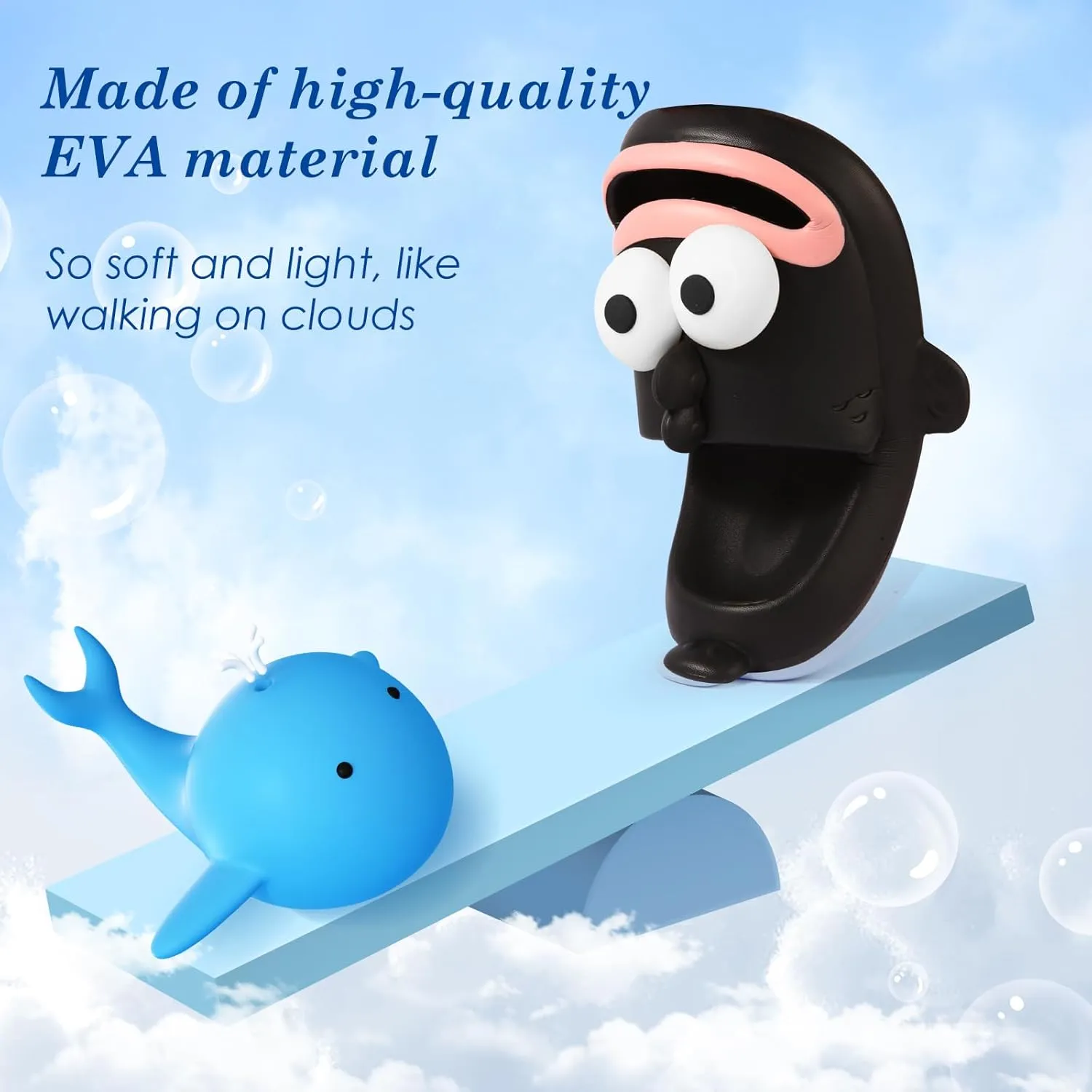 Fish Slippers Tongue Kiss Cloud Slides for Women Men, Summer Funny Flip Flops, Open Toe Animal Slide Sandals Shoes for Indoor Outdoor