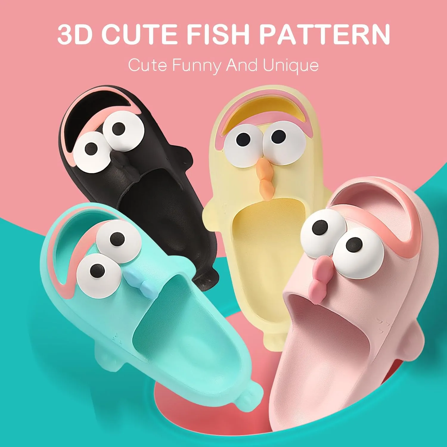 Fish Slippers Tongue Kiss Cloud Slides for Women Men, Summer Funny Flip Flops, Open Toe Animal Slide Sandals Shoes for Indoor Outdoor