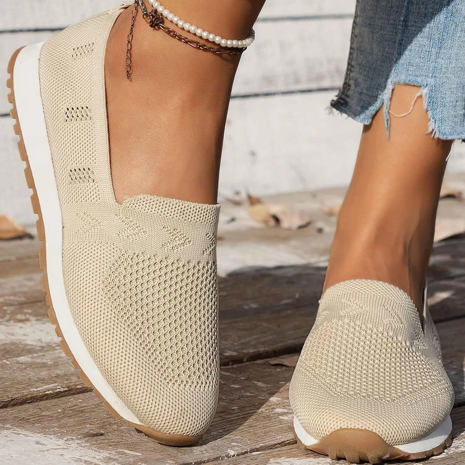 Flat Shoes for Women Dressy Pointed Toe Knit Ballet Comfortable Casual Dress Shoes Ballerina Flats Round Toe Walking Flats Breathable Knitted Office Work Woman Shoes, 6.5, Black #8