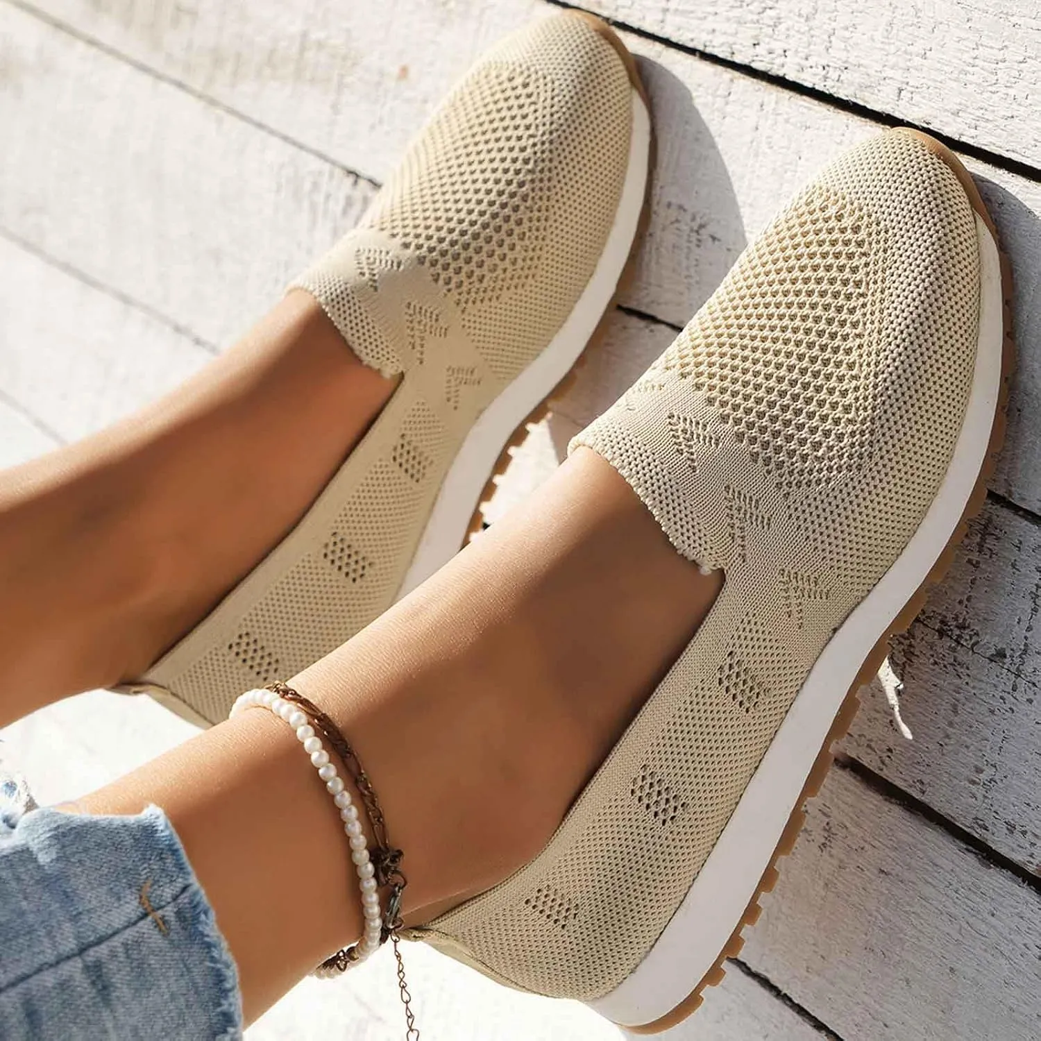 Flat Shoes for Women Dressy Pointed Toe Knit Ballet Comfortable Casual Dress Shoes Ballerina Flats Round Toe Walking Flats Breathable Knitted Office Work Woman Shoes, 6.5, Black #8