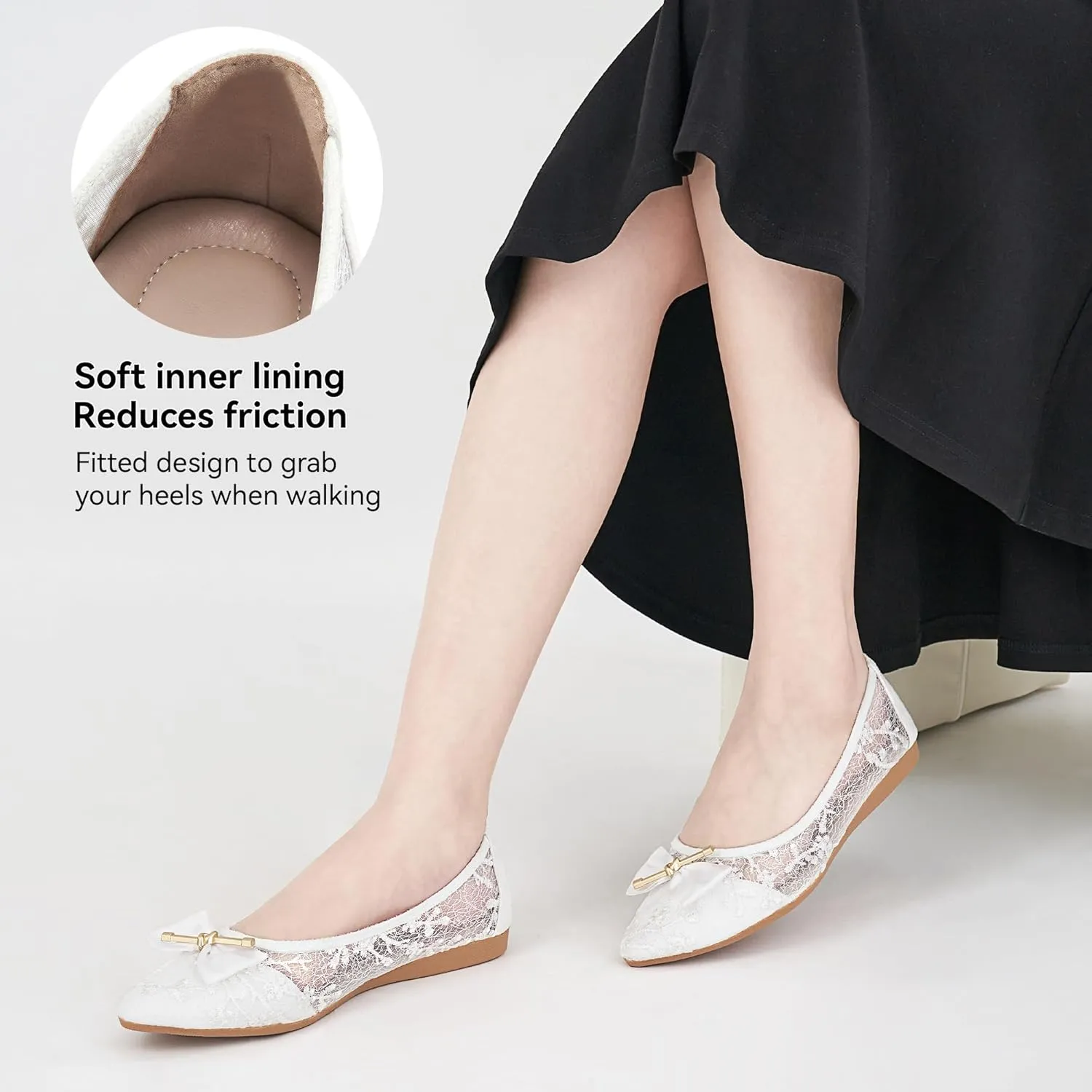 Flats for Women Ballets Shoes: Comfortable Pointed Toe Bowknot Lace Womens Flats Dressy - Fashion Floral Slip On Casual Shoes for Wedding Party Dating