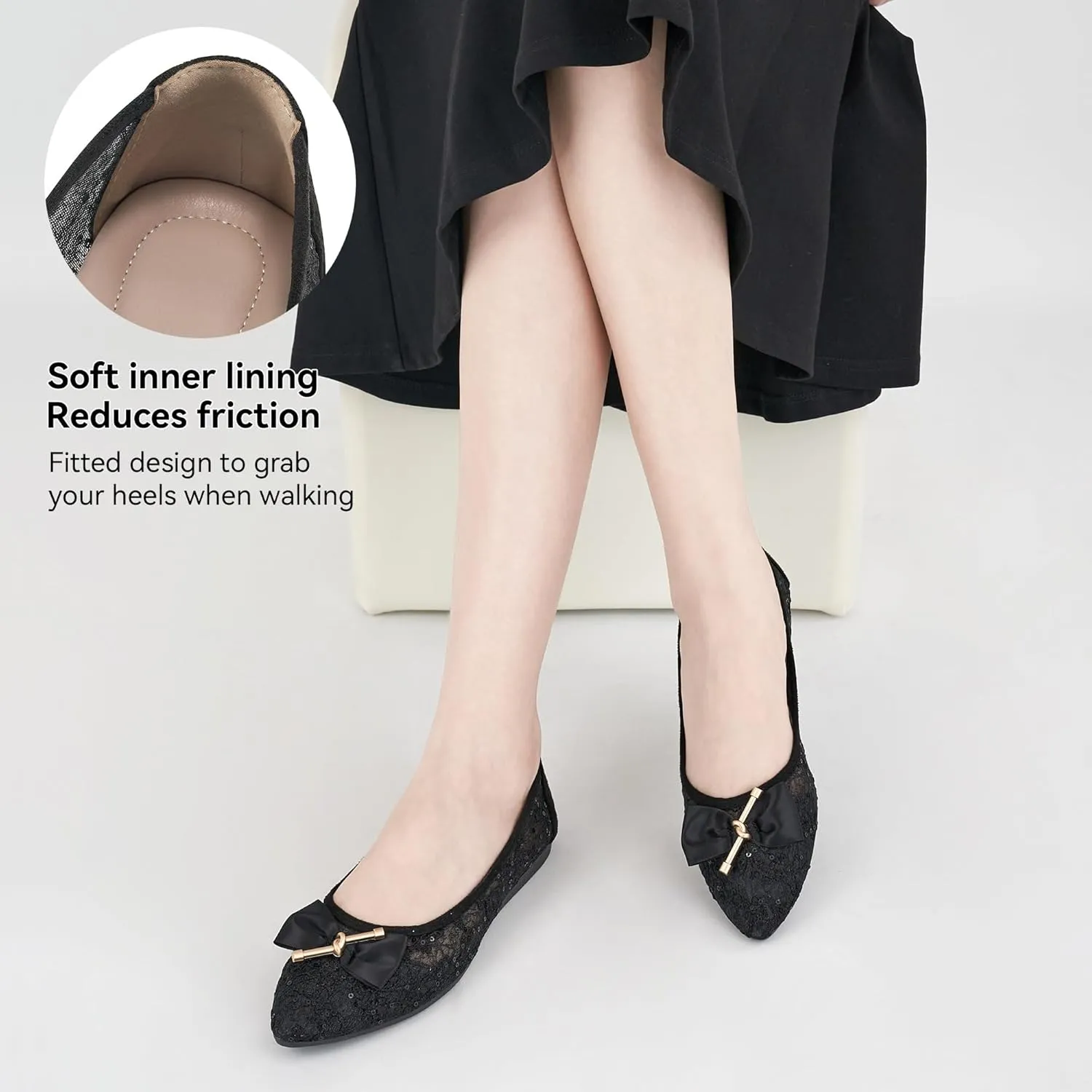 Flats for Women Ballets Shoes: Comfortable Pointed Toe Bowknot Lace Womens Flats Dressy - Fashion Floral Slip On Casual Shoes for Wedding Party Dating
