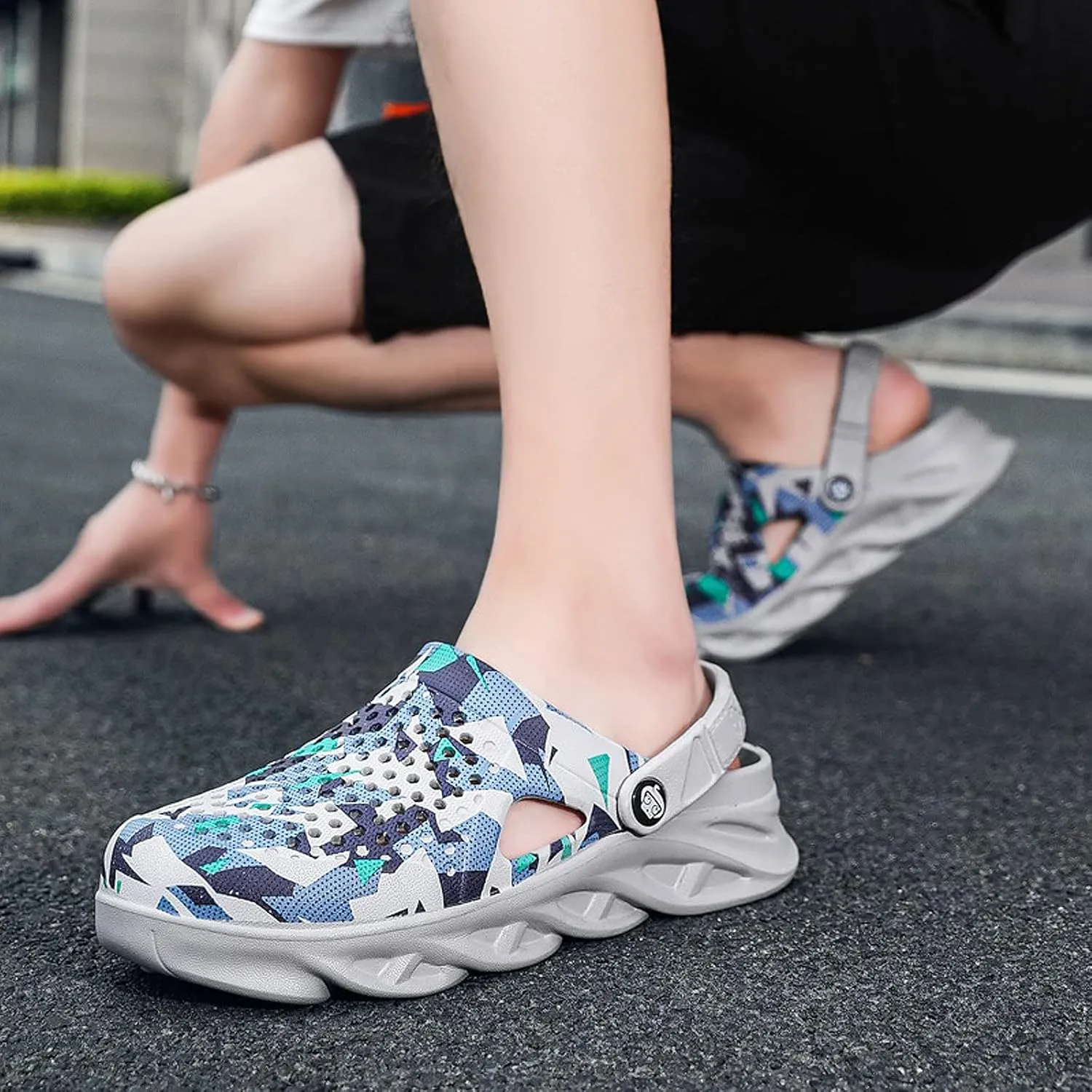 FLIOZY Garden Clogs Mens Water Clogs Summer Breathable Sports Sandals Slip On Beach Sandals Outdoor Indoor Garden Shoes