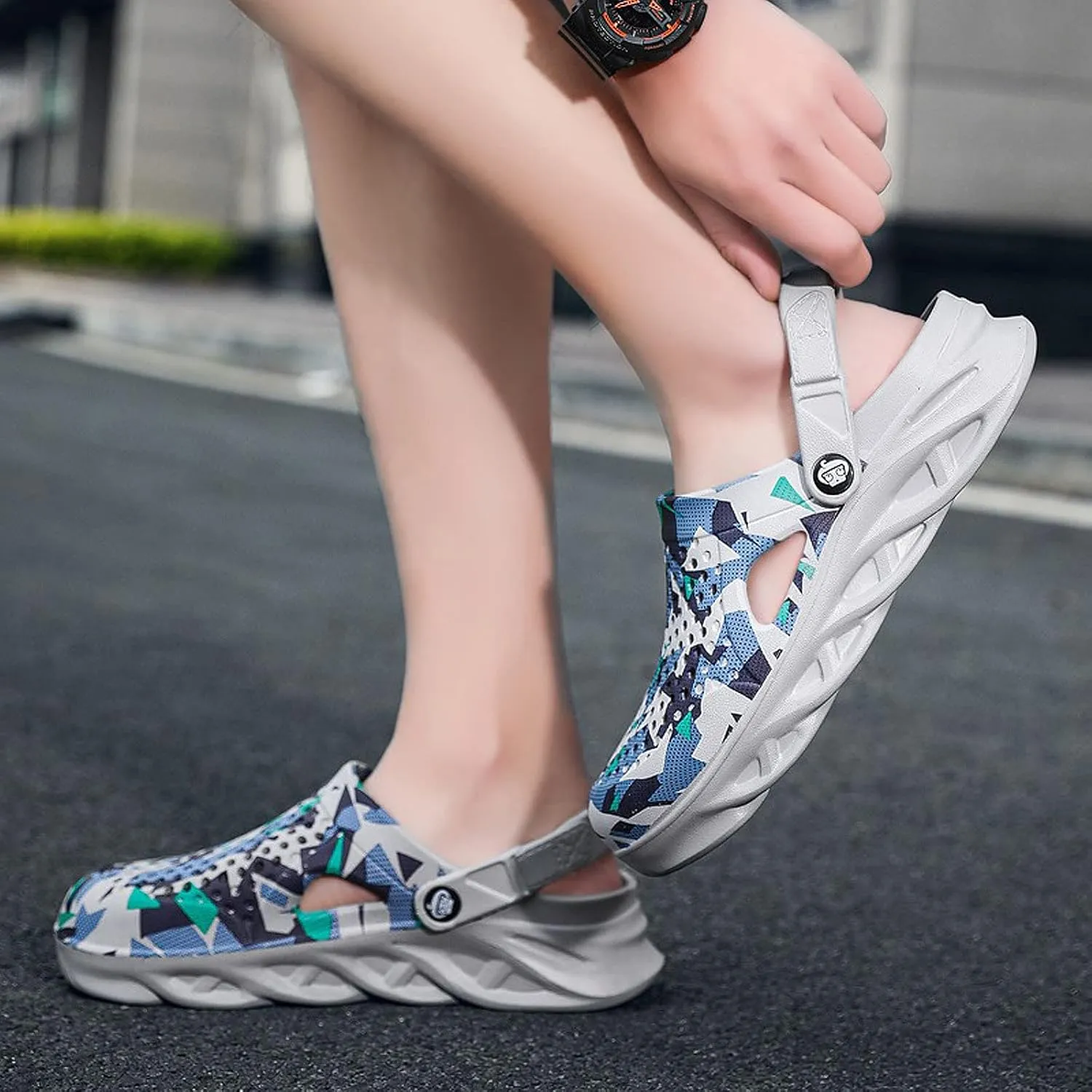 FLIOZY Garden Clogs Mens Water Clogs Summer Breathable Sports Sandals Slip On Beach Sandals Outdoor Indoor Garden Shoes