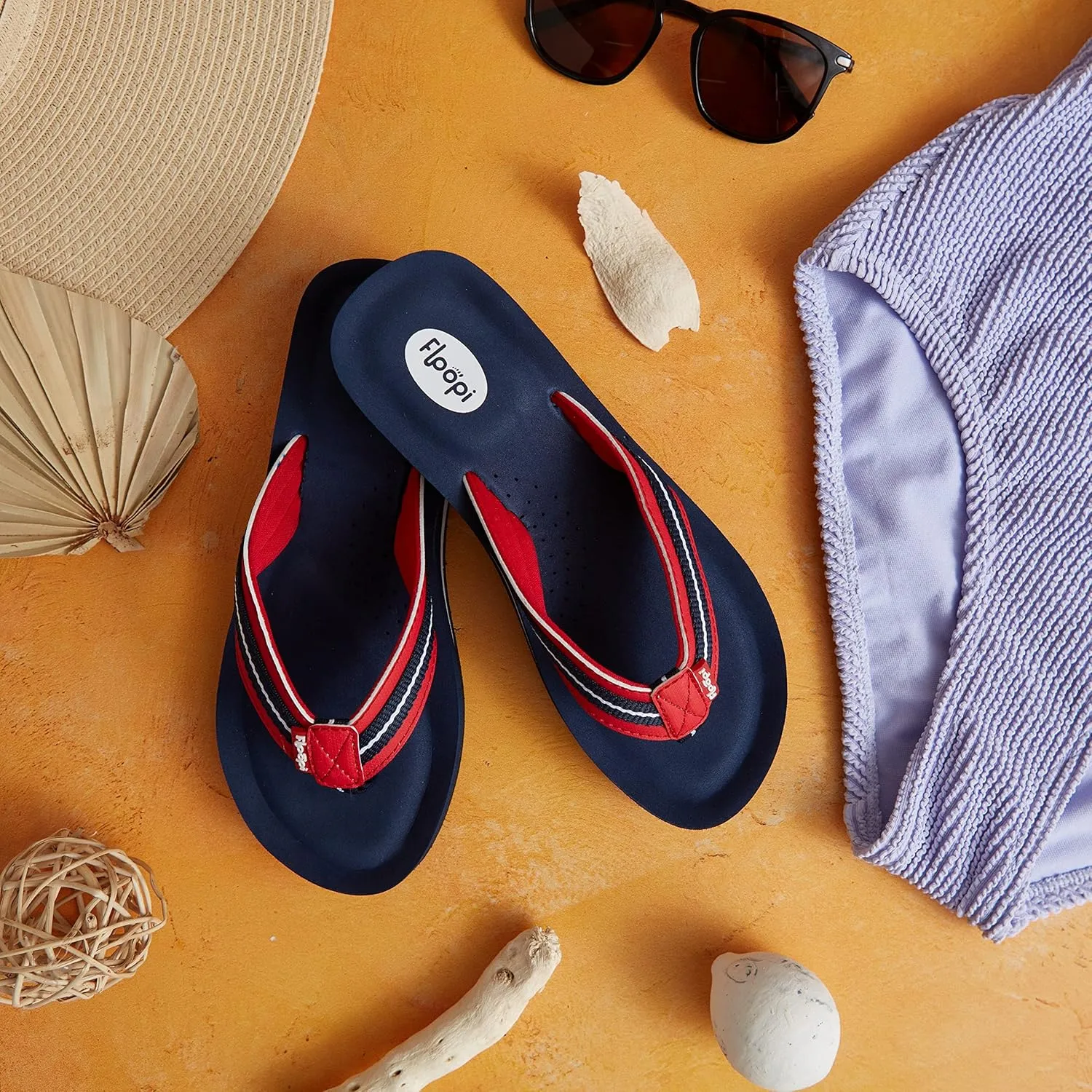 Floopi Flip Flops for Women Casual Thong Womens Sandals Comfort Heel Cushion, Ladies Beach Sandals with Indoor & Outdoor Anti Skid Soles