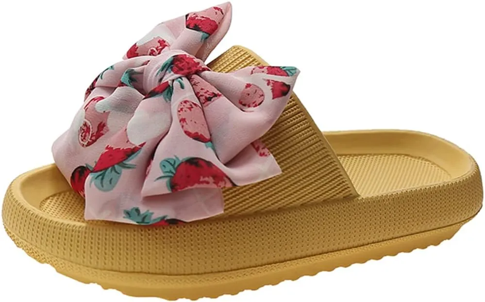 Flower Cloud Sliders for Women Non-Slip Bath Slippers House Quick Drying Slides Pillow Slipper Open Toe Soft Sandals Pink Yellow White Black
