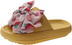 Flower Cloud Sliders for Women Non-Slip Bath Slippers House Quick Drying Slides Pillow Slipper Open Toe Soft Sandals Pink Yellow White Black