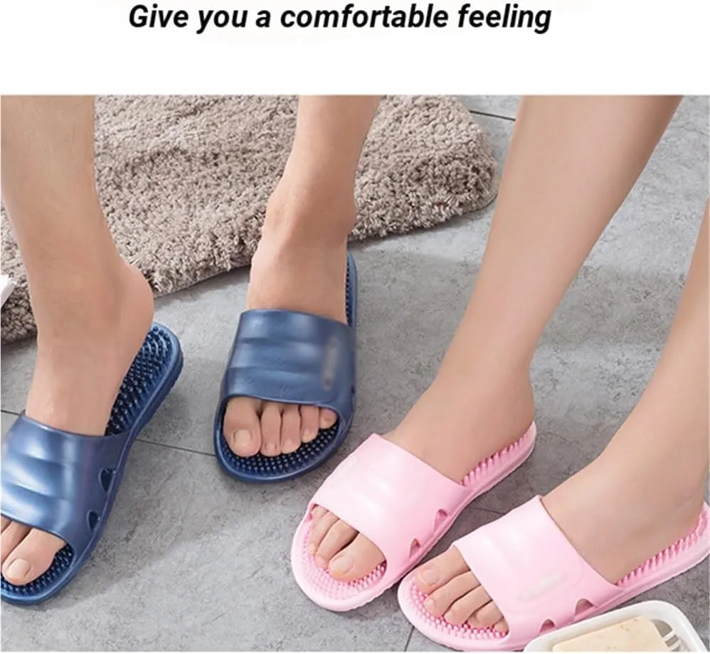 Foot Massager Acupressure Slippers Plantar Fasciitis Relief Reflexology & Acupressure Sandals Women Men Shower Shoes Promoting Blood Circulation Muscle Relaxation(Blue,6.5/7)