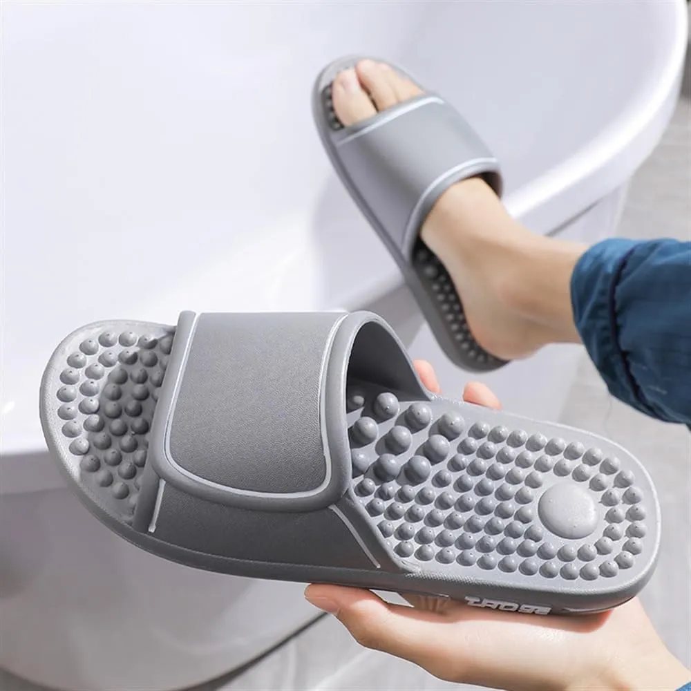 Foot Massager Slippers Open Toe Reflexology Sandals Plantar Fasciitis Pain Relief Sandals Relieve Plantar Stress Acupressure Relaxation for Men Women(Gray,8.5/9)