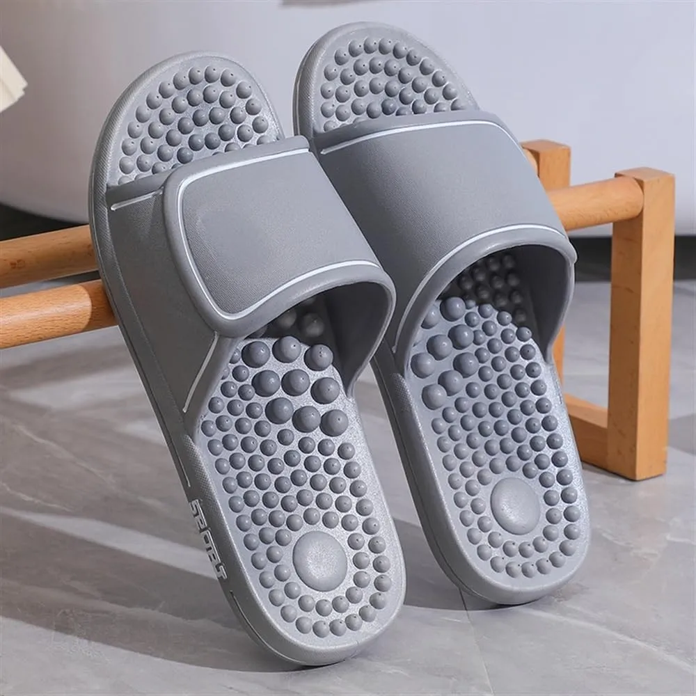 Foot Massager Slippers Open Toe Reflexology Sandals Plantar Fasciitis Pain Relief Sandals Relieve Plantar Stress Acupressure Relaxation for Men Women(Gray,8.5/9)