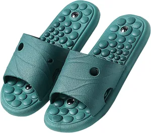 Foot Massagers Therapeutic Slippers for Women Reflexology Acupressure Magnet Massage Slippers,Shoes Women and Men Sandals Beach PVC Non-Slip (Color : Green, Size : EUR 37-38)