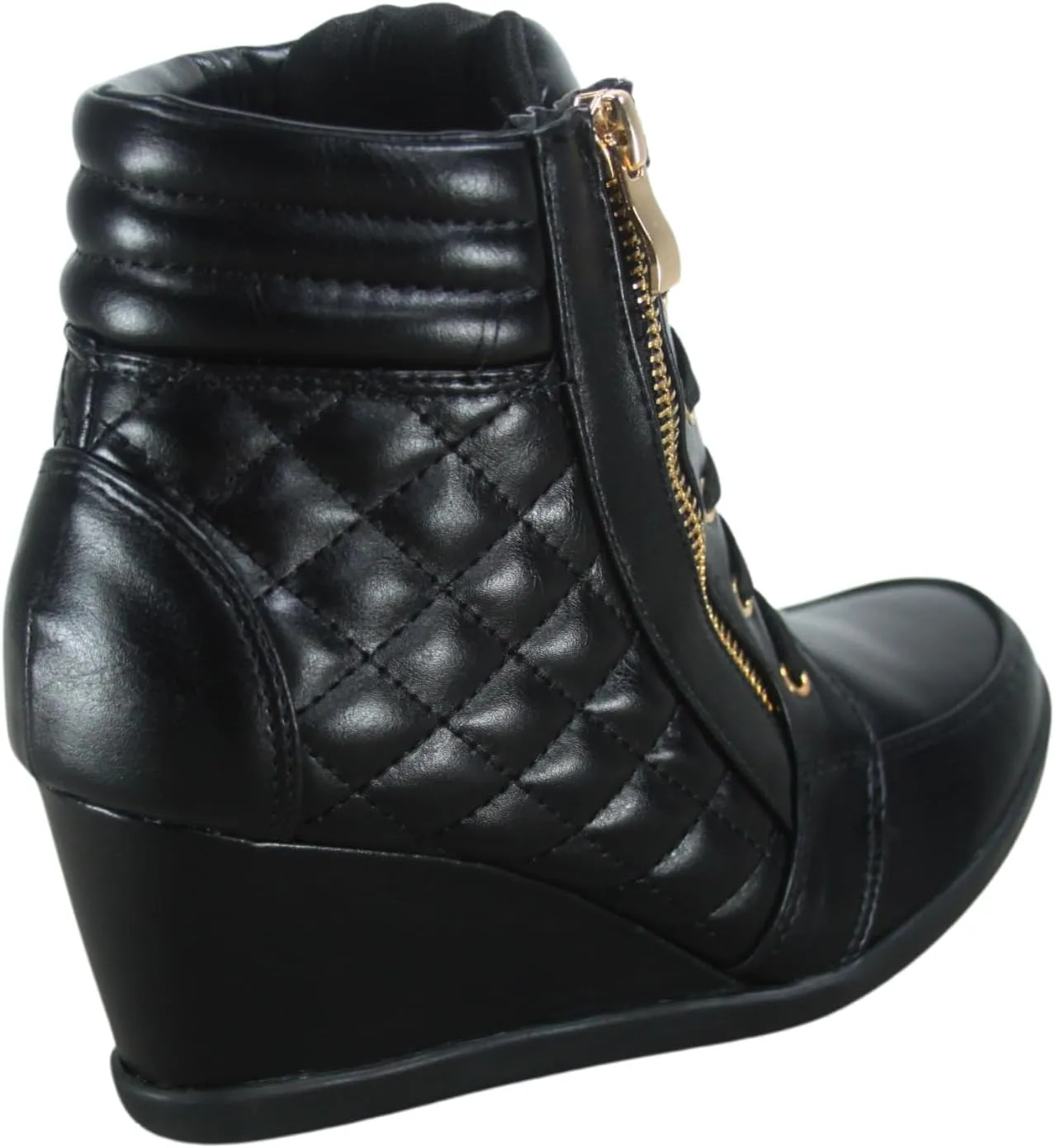 Forever Link Women's Fashion Glitter High Top Lace Up Wedge Sneaker Shoes